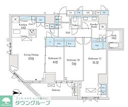 ザ・パークハウス恵比寿南 4階3SLDKの間取り