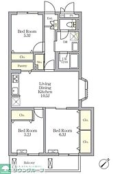 メゾンカルム中落合Ｎｏｒｔｈ 3階3LDKの間取り