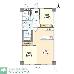五反田スカイマンション 6階2LDKの間取り