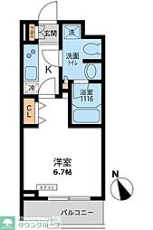 パシフィックコート目黒南 2階1Kの間取り