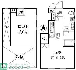 アマランタイン自由が丘 1階ワンルームの間取り