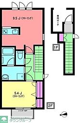 リビエール 2階1LDKの間取り