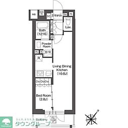 レフィールオーブ代々木 3階1LDKの間取り