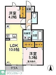 フルール上鷺 1階2LDKの間取り