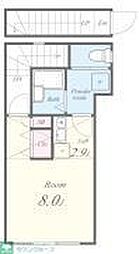 東急池上線 池上駅 徒歩14分の賃貸アパート 2階ワンルームの間取り