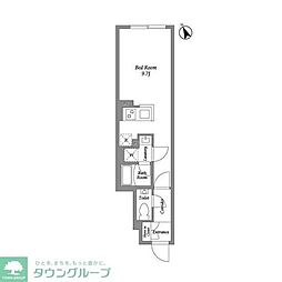 グローリオシェルト四谷坂町 2階ワンルームの間取り