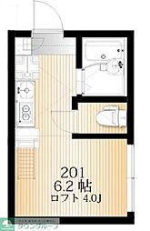 AZEST-RENT羽田IX 2階ワンルームの間取り
