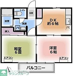 ファミールミカド 2階2DKの間取り