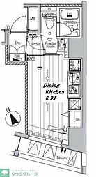 メイクスデザイン品川戸越 7階ワンルームの間取り
