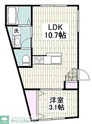 西小山レーベル 2階1LDKの間取り