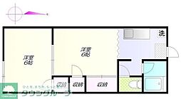 パークサイドハウス 2階2Kの間取り
