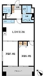 フィオーレ月島 4階2LDKの間取り