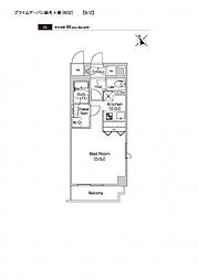 プライムアーバン麻布十番 6階ワンルームの間取り