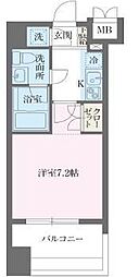 パシフィックレジデンス芝1丁目 10階1Kの間取り