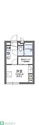 レオパレスオブリカーサ 2階1Kの間取り