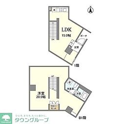 エスタート等々力 1階1LDKの間取り