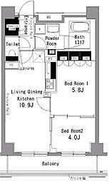 パークアクシス秋葉原 7階2LDKの間取り