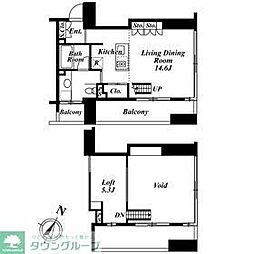 プレミアブラン代々木公園 7階ワンルームの間取り