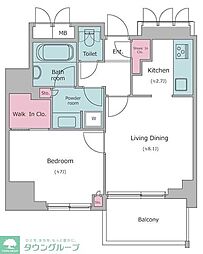 レジディアタワー目黒不動前 1LDKの間取図画像
