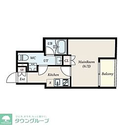 サウス・レジデンス目黒 1Kの間取図画像