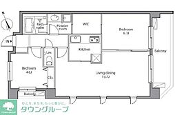 レジディア祐天寺 2LDKの間取図画像