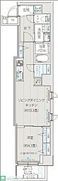 クリスタルパレス蒲西 1LDKの間取図画像