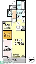 アンジュール南 1LDKの間取図画像