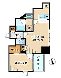 ザ・パークハビオ品川戸越 1LDKの間取図画像