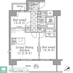 パークハビオ目黒リバーサイド 2LDKの間取図画像