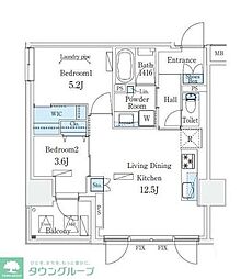 渋谷区東3丁目マンション 2LDKの間取図画像