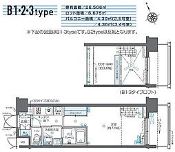 ZOOM芝浦 1Kの間取図画像