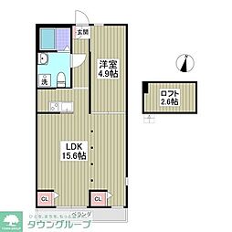 MSテラス 1Kの間取図画像