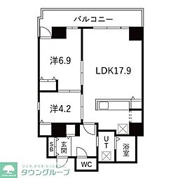 シティコート目黒2号棟 2LDKの間取図画像