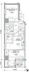 レヴィーナ東京八重洲通り 2DKの間取図画像