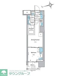 ルフォンプログレ品川戸越 1DKの間取図画像