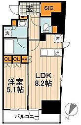 PROUDFLAT三越前 1LDKの間取図画像
