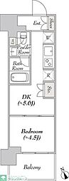 ウエリスアーバン水天宮前 1DKの間取図画像