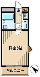 アサカシオン大岡山 1Kの間取図画像