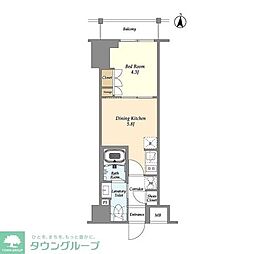 AZURETERRACE東陽町 1DKの間取図画像