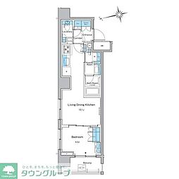 ルフォンプログレ品川戸越 1LDKの間取図画像