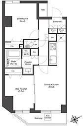 COMFORIA門前仲町SOUTH 2DKの間取図画像