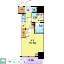 プレールドゥーク北品川 1Kの間取図画像