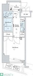 エクシム荏原中延 1Kの間取図画像