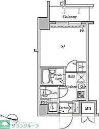 レジディア広尾2 1Kの間取図画像