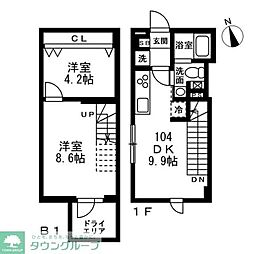 目黒区中町2丁目マンション 2DKの間取図画像