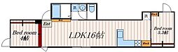 Teams Nishi-Gotanda 2LDKの間取図画像