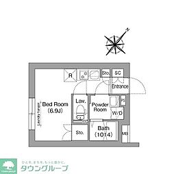 コンフォリア・リヴ品川西大井 ワンルームの間取図画像