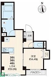 ソレイユ新大橋 1LDKの間取図画像
