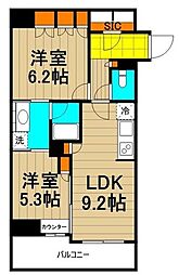 パークハビオ八丁堀 2LDKの間取図画像