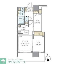 グランシテイタワー月島 2LDKの間取図画像